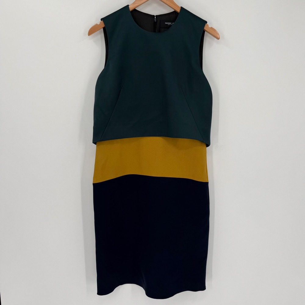 Derek Lam Colorblock Sleeveless Sheath Dress Teal Mustard Navy‎ Size US 4